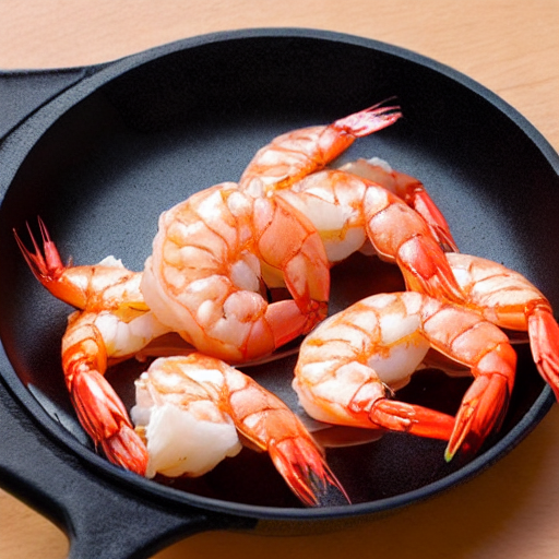 Stable Fusion image of shrimp in pan